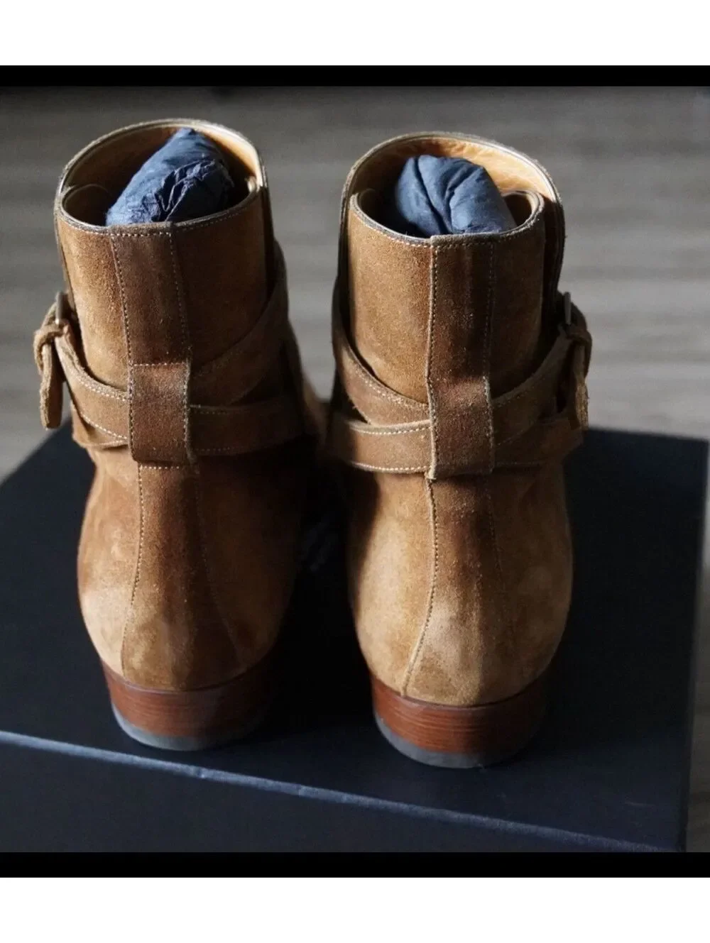 FW16 Saint Laurent Paris Wyatt Jodhpur Boot in Tan Suede